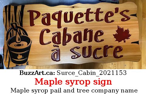 Maple syrop pail and tree, company name
